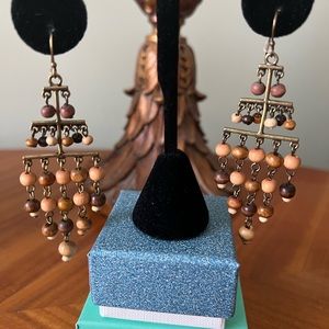 Wooden and metal pierced earrings